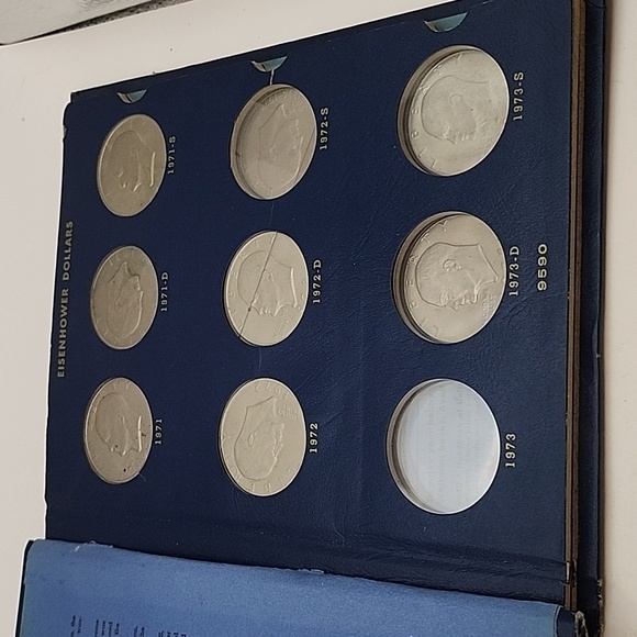1972 Whitman Bookshelf Album Eisenhower Dollar 1971- Partially Filled - Picture 7 of 12